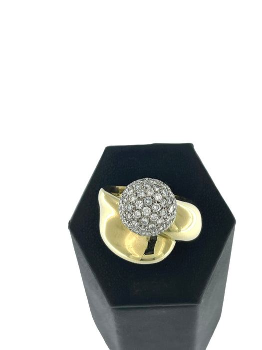 Bague 55.5 Bague rétro or jaune avec diamants 58 Facettes