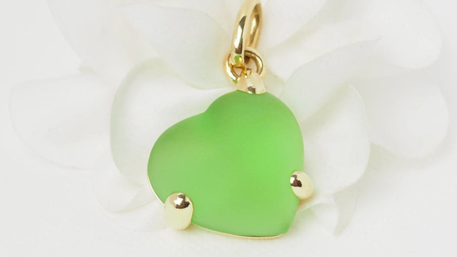 Pendentif POMELLATO - Pendentif Or Cœur pâte de verre verte 58 Facettes 32436