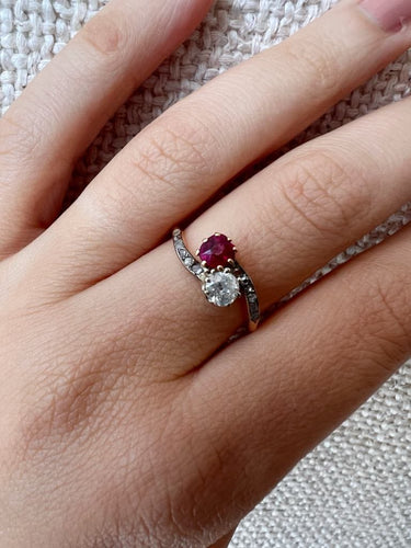 Bague 52 Bague "Toi et Moi" rubis et diamants en or jaune 58 Facettes BJ-002