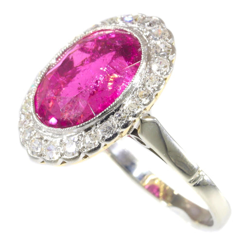 Bague 61 L'amour ardent incarné dans une bague de fiançailles vintage en rubellite 58 Facettes 21081-0285