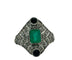 Bague 54 Bague de style Art Déco en platine, avec émeraude centrale, diamants et onyx 58 Facettes 50244