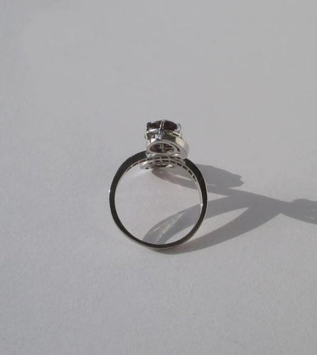 Bague 50 Haute bague Tourbillons 19e Grenat Diamant Platine 58 Facettes