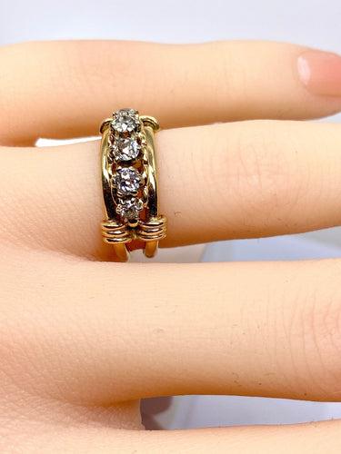 Bague 46 Bague en or jaune et 5 diamants 58 Facettes AB559