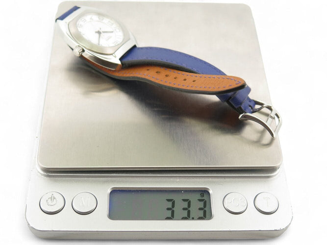 Montre vintage montre HERMES espace es2.210 quartz 33 mm acier cuir +pochon blue 58 Facettes 270283