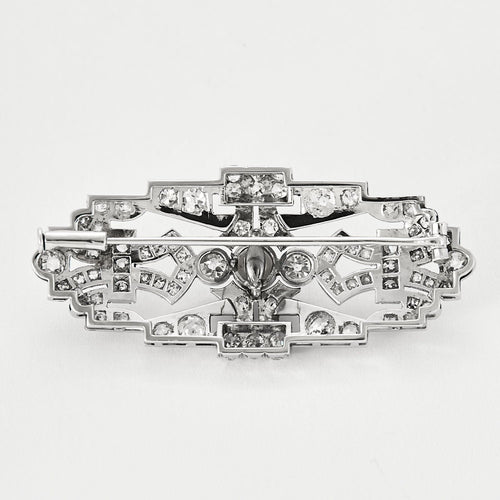 Broche Broche Art déco en or blanc, perle et diamants 58 Facettes 250301