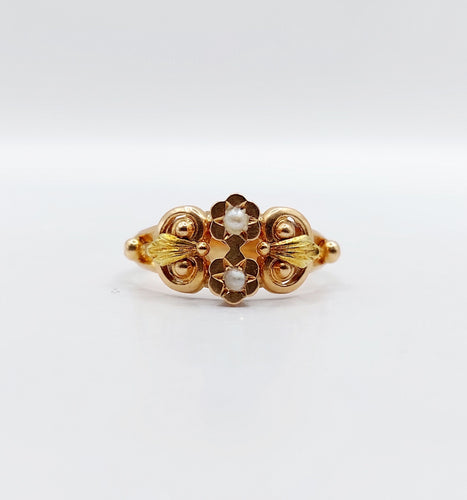 Bague 55 Bague toi et moi art nouveau en or rose 18k et perles 58 Facettes A06499