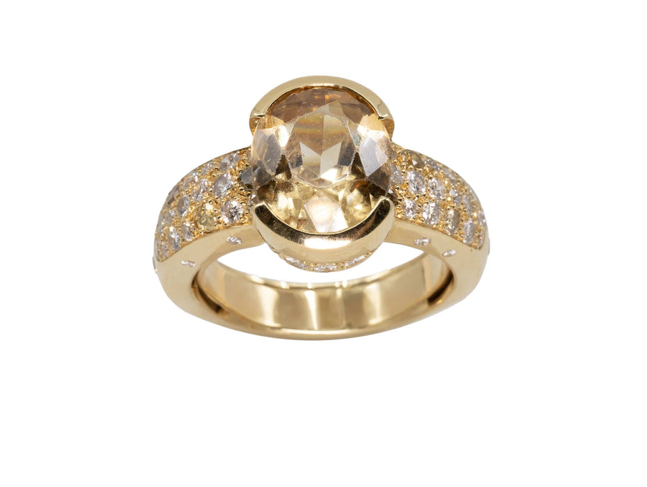 Bague 61 Bague or jaune, zircon, pavage diamant. 58 Facettes 227341