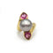 Bague or jaune 18K perle tourmalines roses