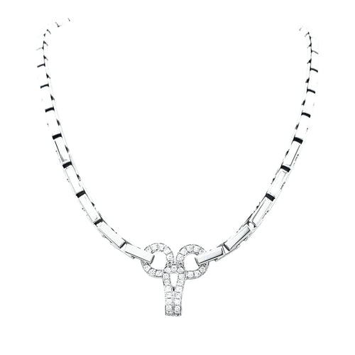 Collier Collier Cartier "Agrafe" en or blanc et diamants. 58 Facettes 35235