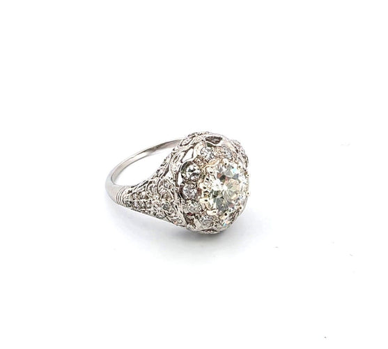 Bague 55 Bague Art Déco en platine avec diamants 58 Facettes