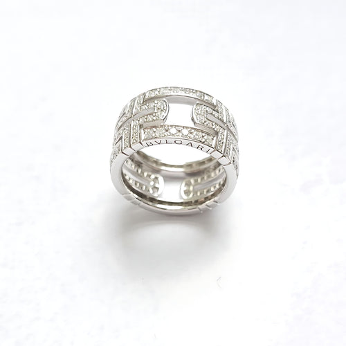 Bague 54 BULGARI - Bague Parentesi or blanc et diamants 58 Facettes BUL-RI-PAR-WG-DI