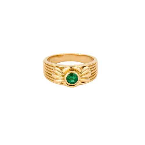 Bague 52 Bague Van Cleef & Arpels vintage en or jaune et émeraude 58 Facettes