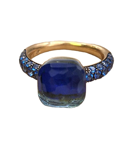 Bague 53 POMELLATO - Bague NUDO Classic deux ors, topaze et saphirs 58 Facettes