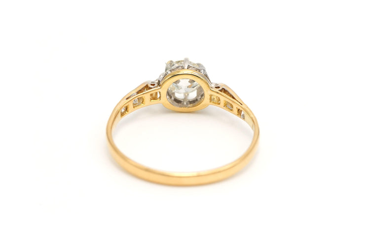 Bague 54 Bague Art Déco en or jaune 18 carats sertie de diamants "taille" brillant (+-0,68 ct) 58 Facettes B678