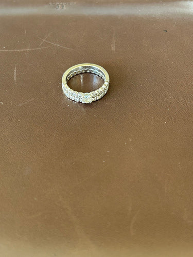 Bague 54 Jeu de deux bagues Or blanc et diamants 58 Facettes BaAu01