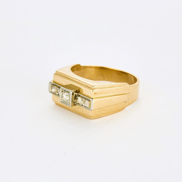 Bague Tank diamants or jaune et platine