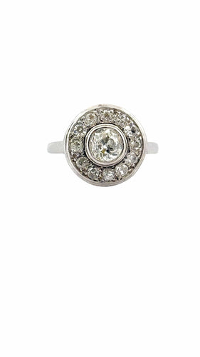 Bague 52 Bague ronde ancienne en platine et diamants 58 Facettes