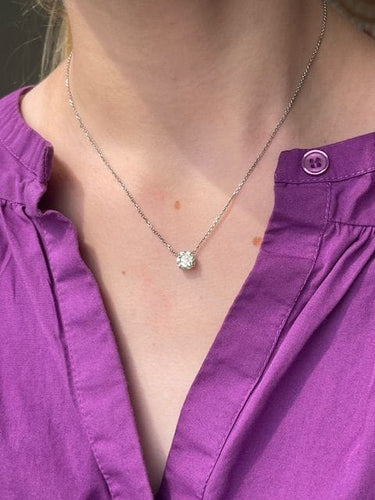 Collier Collier diamant en solitaire, or gris 58 Facettes