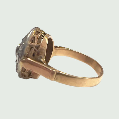 Bague SORTIJA ART DECÓ ÉPOCA 1930-35 de ORO y PLATINO con DIAMANTES y ZAFIROS 58 Facettes A2427 (469)