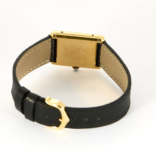 Montre Montre Cartier Modèle Tank Must en argent plaqué or cadran laqué bleu dit Lapis 58 Facettes