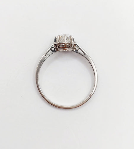 Bague solitaire art deco Platine diamant taille ancienne 0,43 carat (circa 1930)
