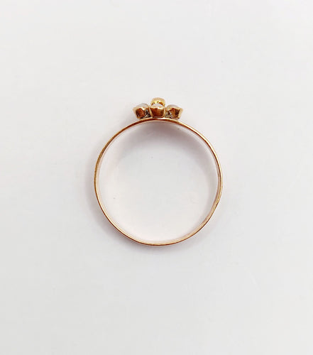 Petite bague marguerite antique or rose 18k et perles (circa 1900) 58 Facettes A06298