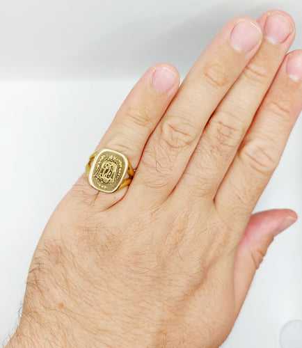 Bague 54 Chevalière antique or jaune monogrammée "Esto vir" 58 Facettes A05725