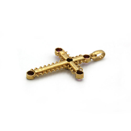 Pendentif Pendentif Croix - Or & Grenats 58 Facettes 250171R