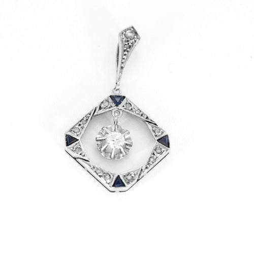 Pendentif Pendentif or gris, diamants et saphirs 58 Facettes 250087