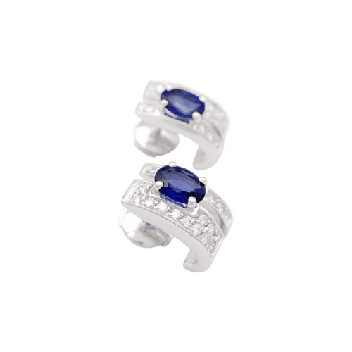 Boucles d'oreilles Boucles d'oreilles saphirs, diamants, or blanc. 58 Facettes 34264