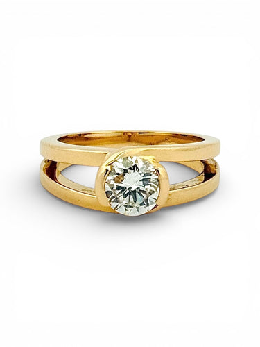Bague 51 Solitaire en diamant or jaune 18 carats 58 Facettes