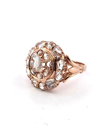 Bague 52 Bague en or rose sertie de diamants taille rose de 3,00 ct 58 Facettes