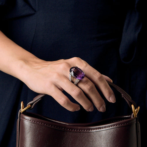 Bague en Or blanc Améthyste et diamants