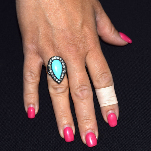 Bague 55 Bague en or turquoise de l'époque victorienne 58 Facettes