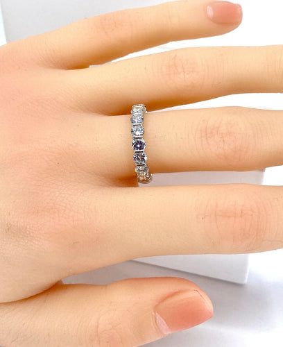 Bague 53 Alliance en or blanc et platine, 18 diamants 2,70 carats 58 Facettes AB642