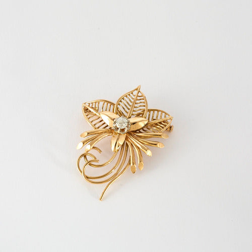 Broche Broche florale en or rose et diamant 58 Facettes THI01752