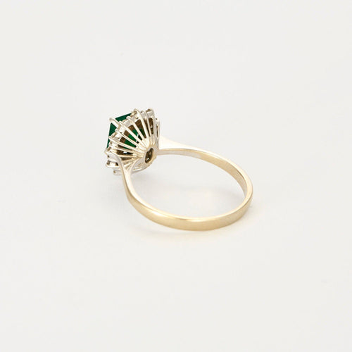 Bague 55 Bague Marguerite Or Blanc Emeraude Diamants 58 Facettes