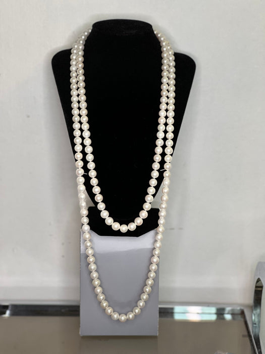 Collier Collier deux rangs 162 Perles de culture blanches 60,5 Cm 58 Facettes