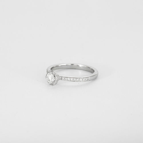 Bague 54 Solitaire or blanc serti de diamants 58 Facettes 3121216