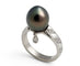 Bague 58 MEL'S bague or gris, perle noire et diamants 58 Facettes 042361