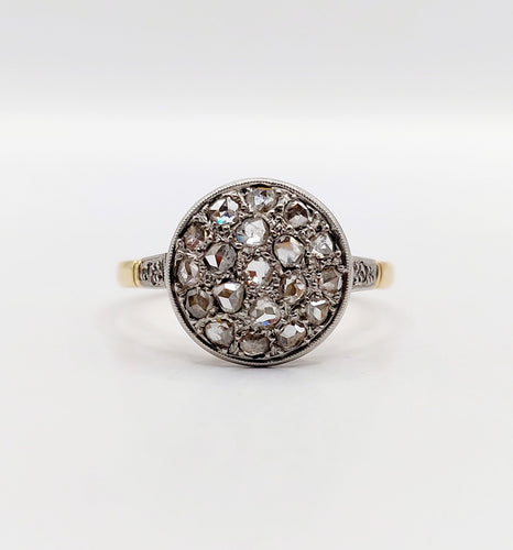 Bague 62.5 Bague cible or jaune, diamants taille rose (circa 1920) 58 Facettes A06337