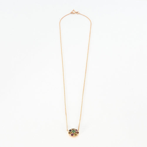 Collier Collier or rose serti de saphir multi-couleur 58 Facettes