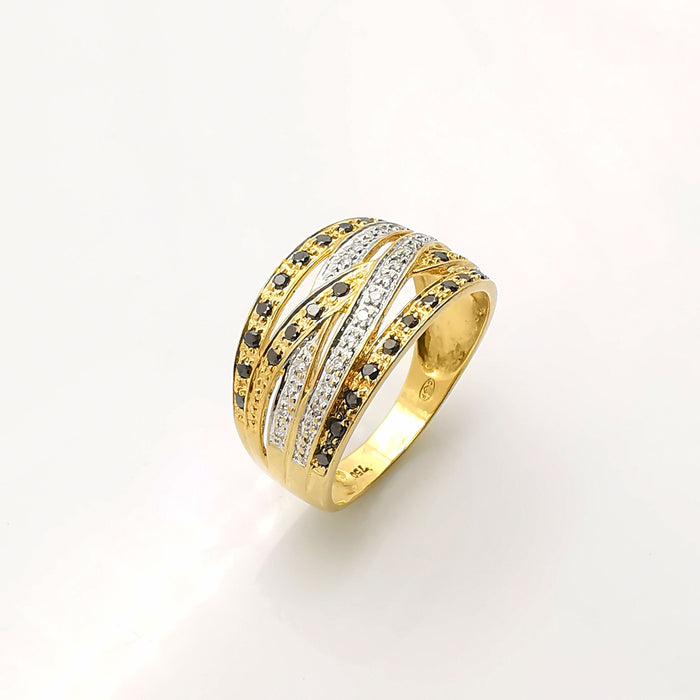 Bague 59 Bague en or jaune, saphirs, diamants 58 Facettes