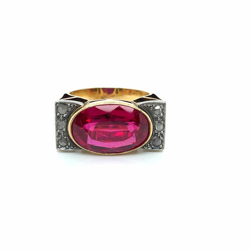 Bague 53 Bague Tank Or Jaune, Platine, Saphir Rose Verneuil, Diamants 58 Facettes