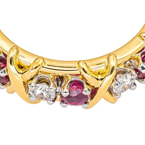 Bague 51 Tiffany&Co Bague Sixteen Stone Or jaune, Platine Rubis, Diamant 58 Facettes 4564997CN