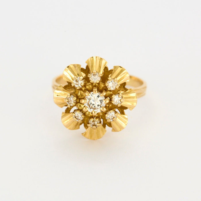 Bague 51 Bague fleur or jaune diamants 58 Facettes