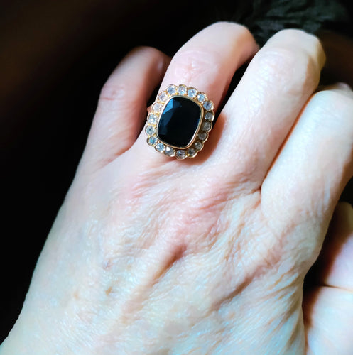 Bague 52 Bague Vintage Or Jaune Saphir Bleu Intense 58 Facettes 576