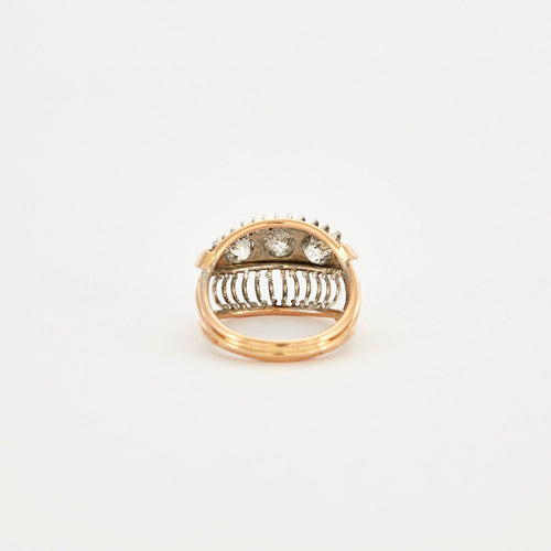 Bague 56 Bague dôme trilogie 2 Ors Diamants 58 Facettes LMB-91