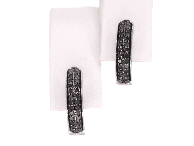 Boucles d'oreilles Boucles d'oreilles en or blanc avec diamants noirs 58 Facettes 2227