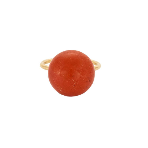 Bague 49 Bague or jaune et perle de corail 58 Facettes ASN0350